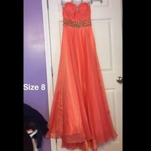 Long orange prom dress